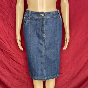 Vintage NOS Deadstock Lana Sport Stretch Denim Knee Skirt Size XL